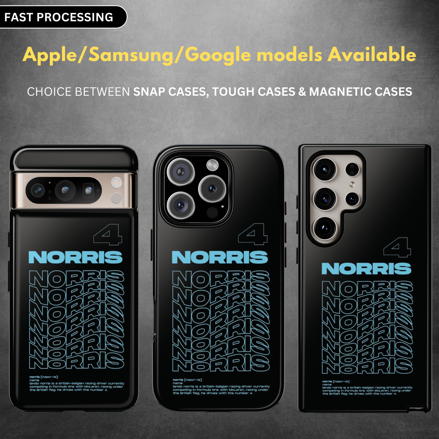 Lando Norris Inspired F1 Tough Magnetic Cases