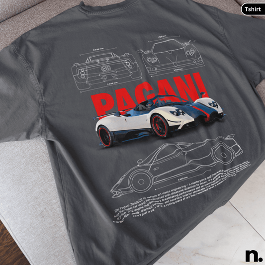 Zonda C12 poster style T-shirt featuring a detailed supercar graphic, clean automotive artwork, and modern streetwear design.
