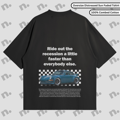 911 Turbo Recession Runner distressed sun faded t-shirt – vintage streetwear tee with classic Porsche turbo styling

