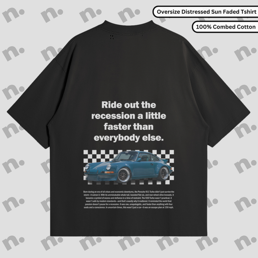 911 Turbo Recession Runner distressed sun faded t-shirt – vintage streetwear tee with classic Porsche turbo styling

