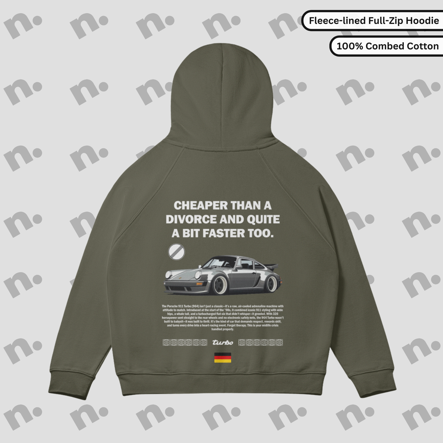 964 Turbo Divorce Inspired Full-Zip Fleece Hoodie