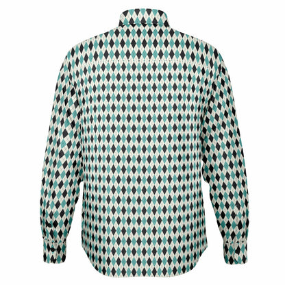Tile Pattern Long Sleeve Button Down Shirt - AOP