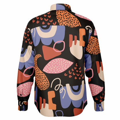 Abstract Flat Artwork Long Sleeve Button Down Shirt - AOP