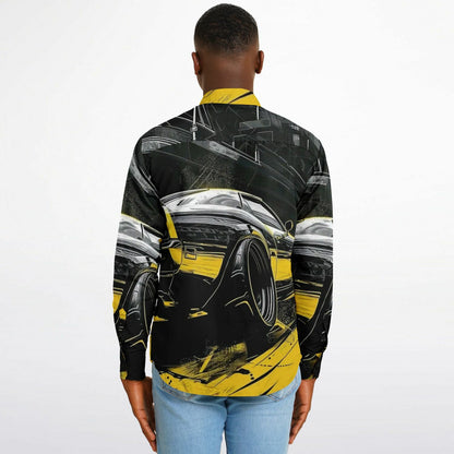 American Muscle Illustration Long Sleeve Button Down Shirt - AOP