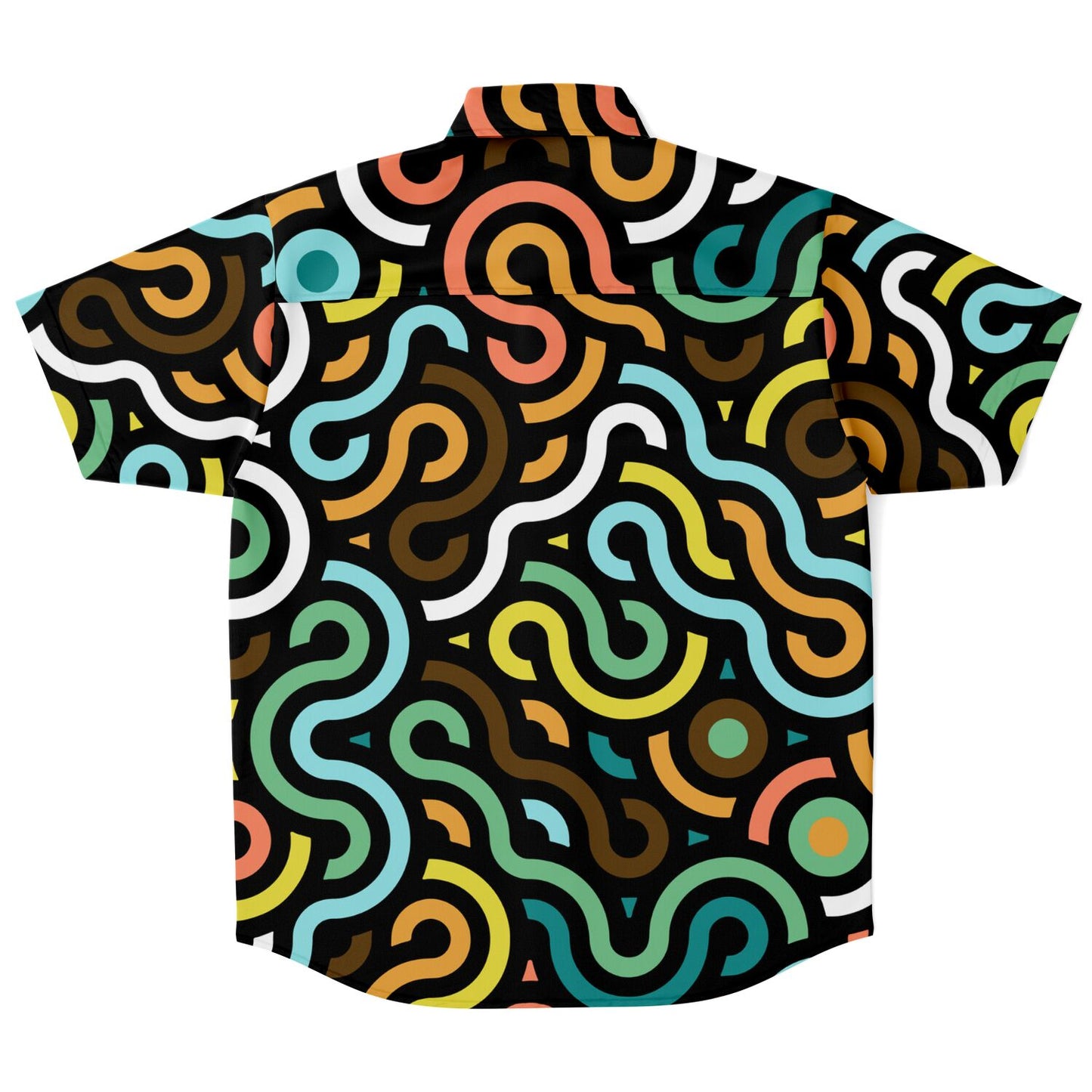 Colored Doodle Art Short Sleeve Button Down Shirt - AOP