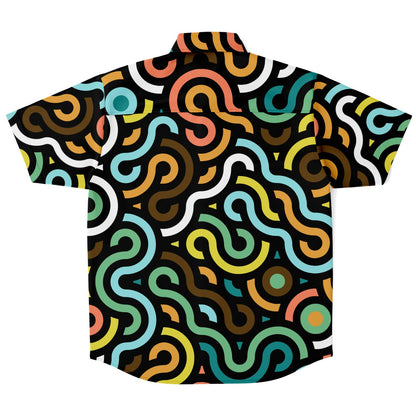 Colored Doodle Art Short Sleeve Button Down Shirt - AOP