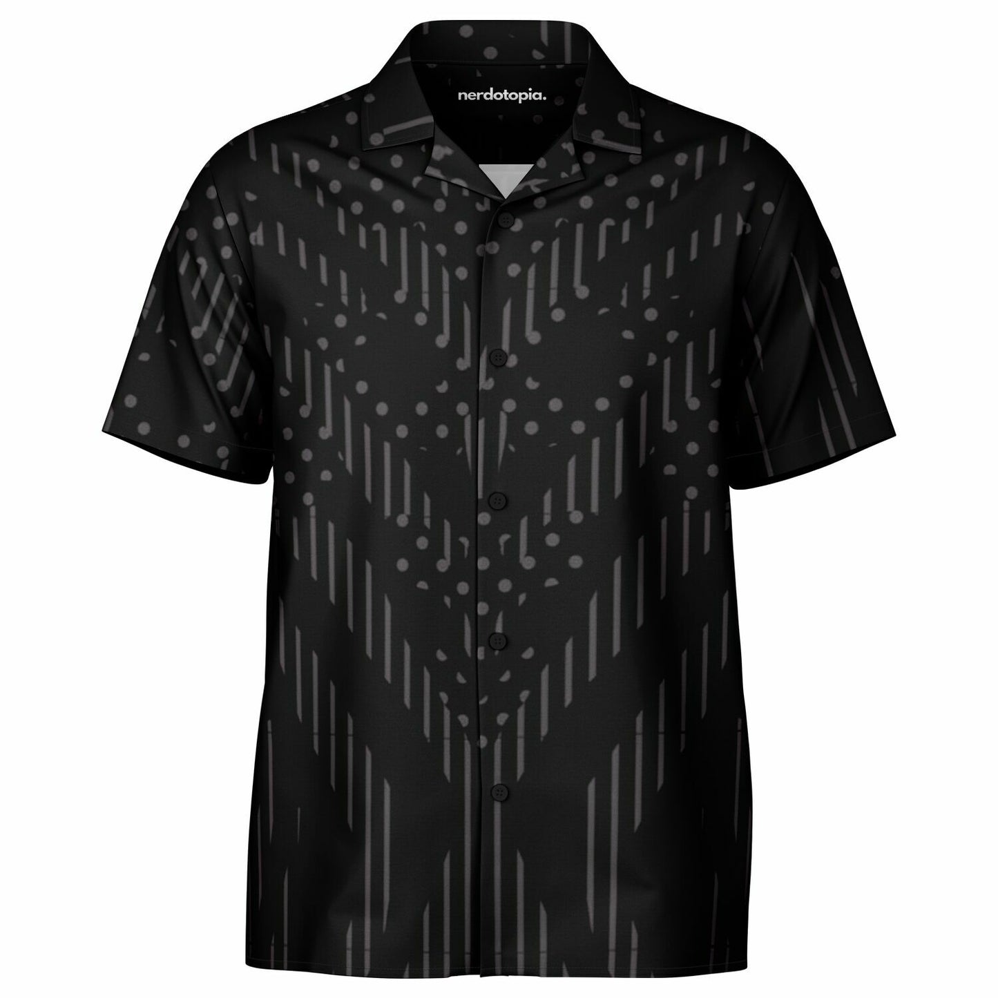Minimalistic Black Pattern Spread Collar Shirt