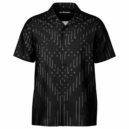 Minimalistic Black Pattern Spread Collar Shirt
