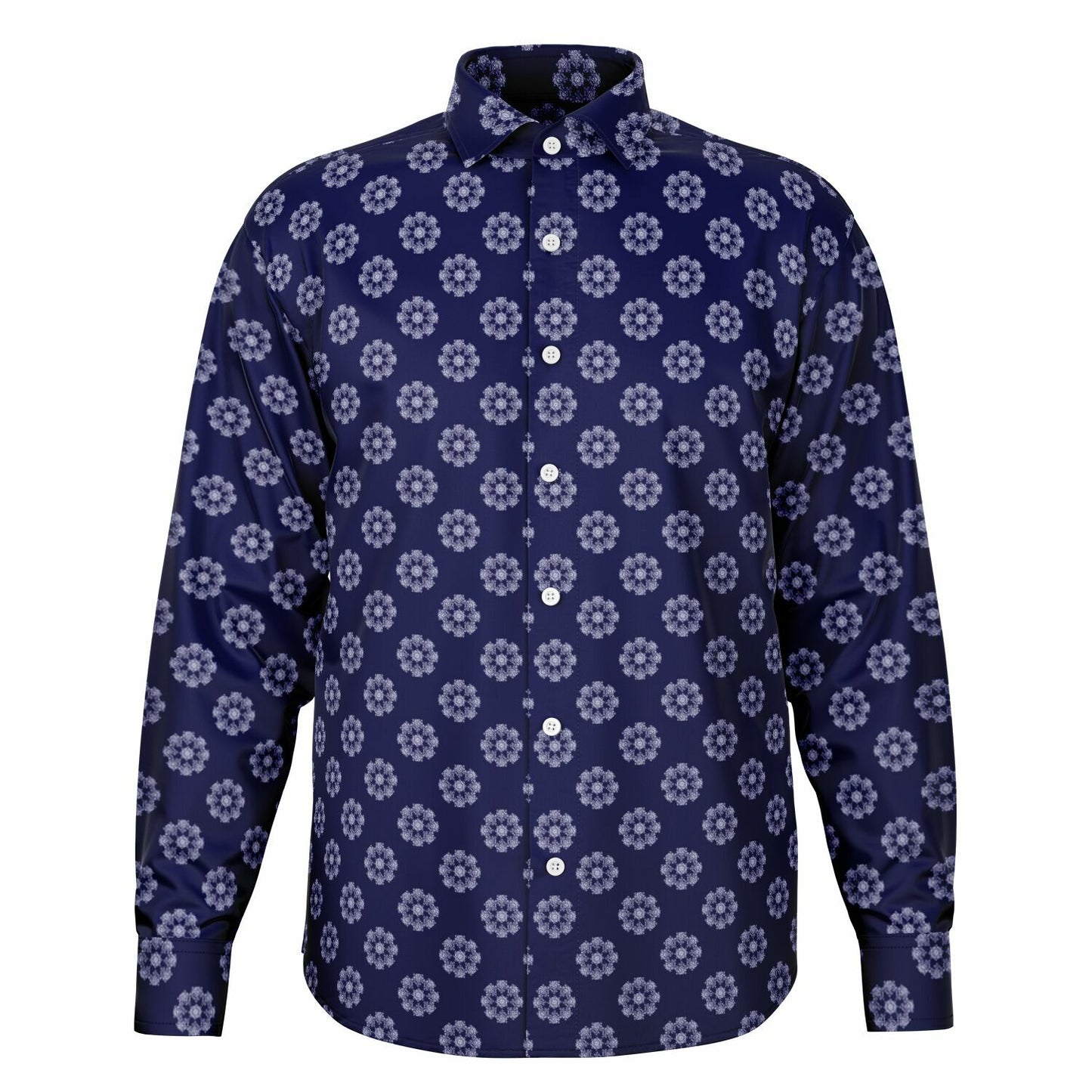 Seamless Circle Pattern Long Sleeve Button Down Shirt - AOP
