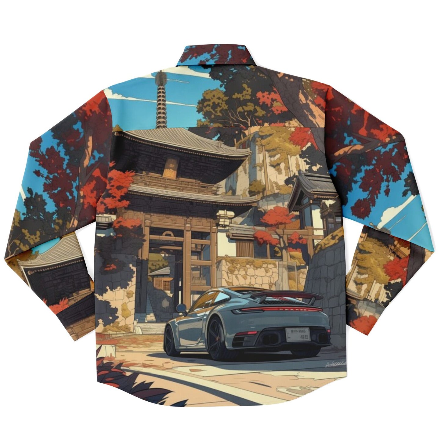 Turbo S Illustration Art Long Sleeve Button Down Shirt - AOP