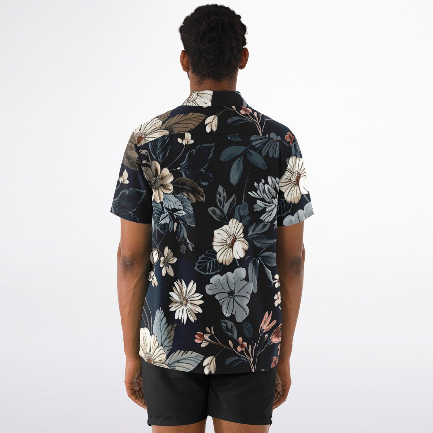 Floral Navy Spread Collar Short Sleeve Shirt
