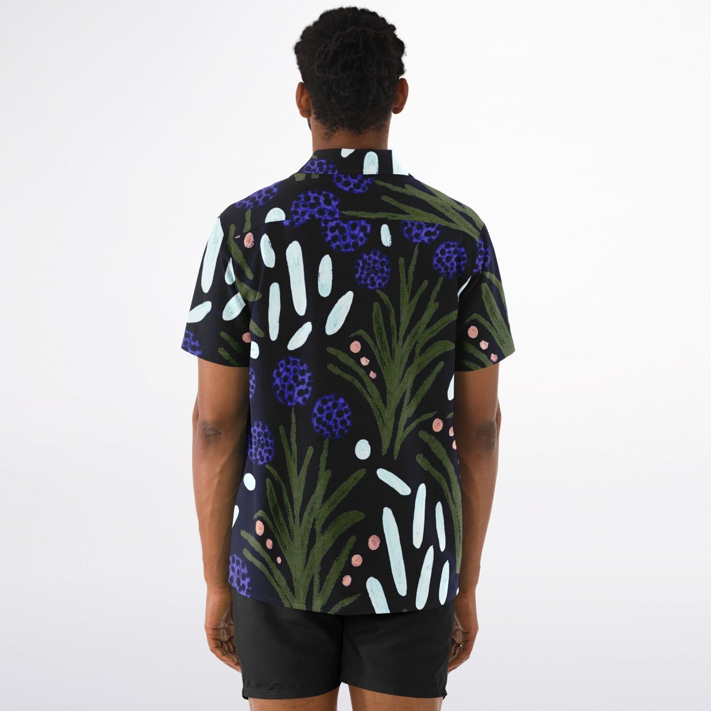 Floral Pattern Spread Collar Short Sleeve Shirt
