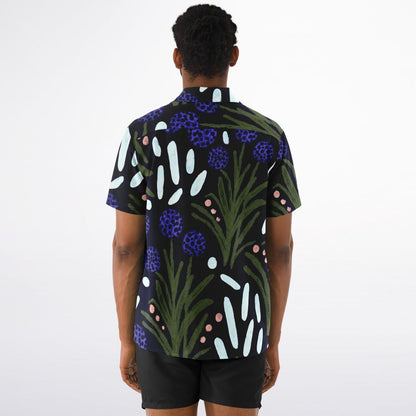 Floral Pattern Spread Collar Short Sleeve Shirt