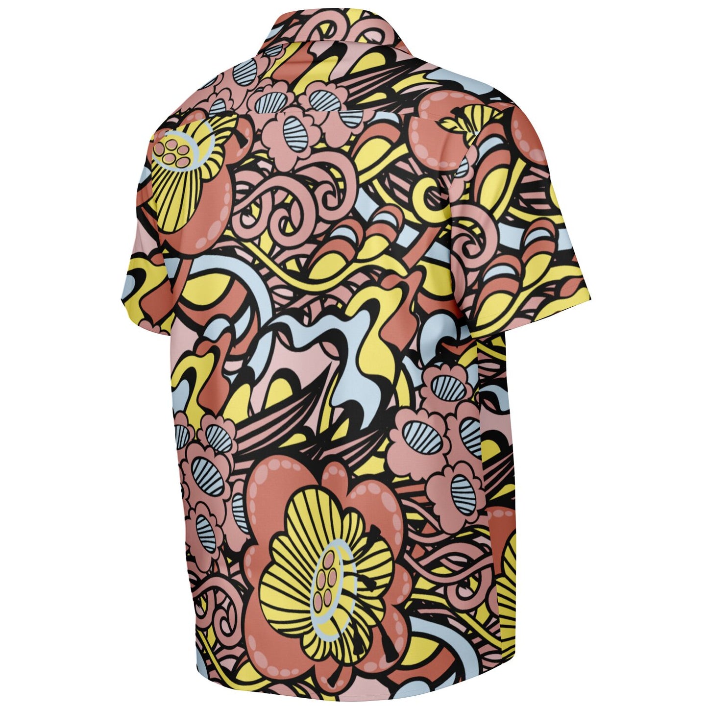 Floral Abstract Spread Collar Short Sleeve Shirt