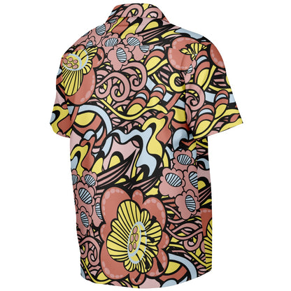 Floral Abstract Spread Collar Short Sleeve Shirt
