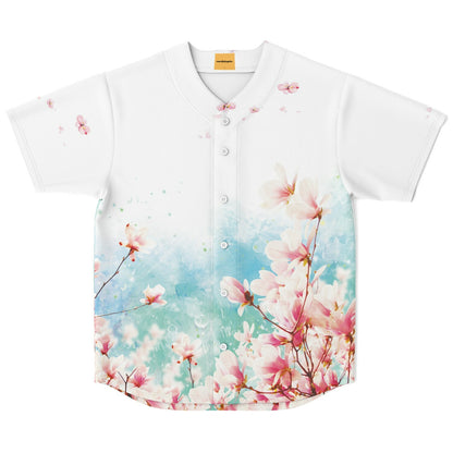 "I Know" Light Floral Pattern Baseball Jersey - AOP