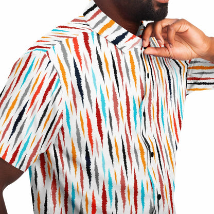 Colored Seamless Pattern Short Sleeve Button Down Shirt - AOP