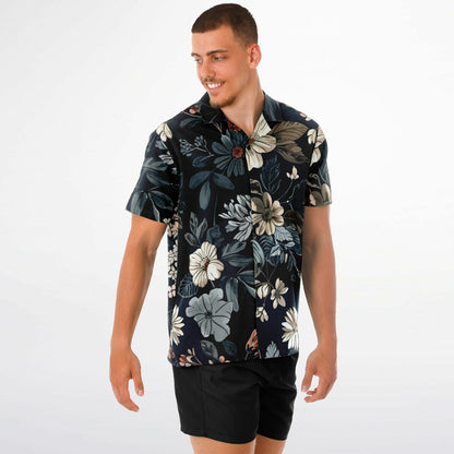 Floral Navy Spread Collar Short Sleeve Shirt