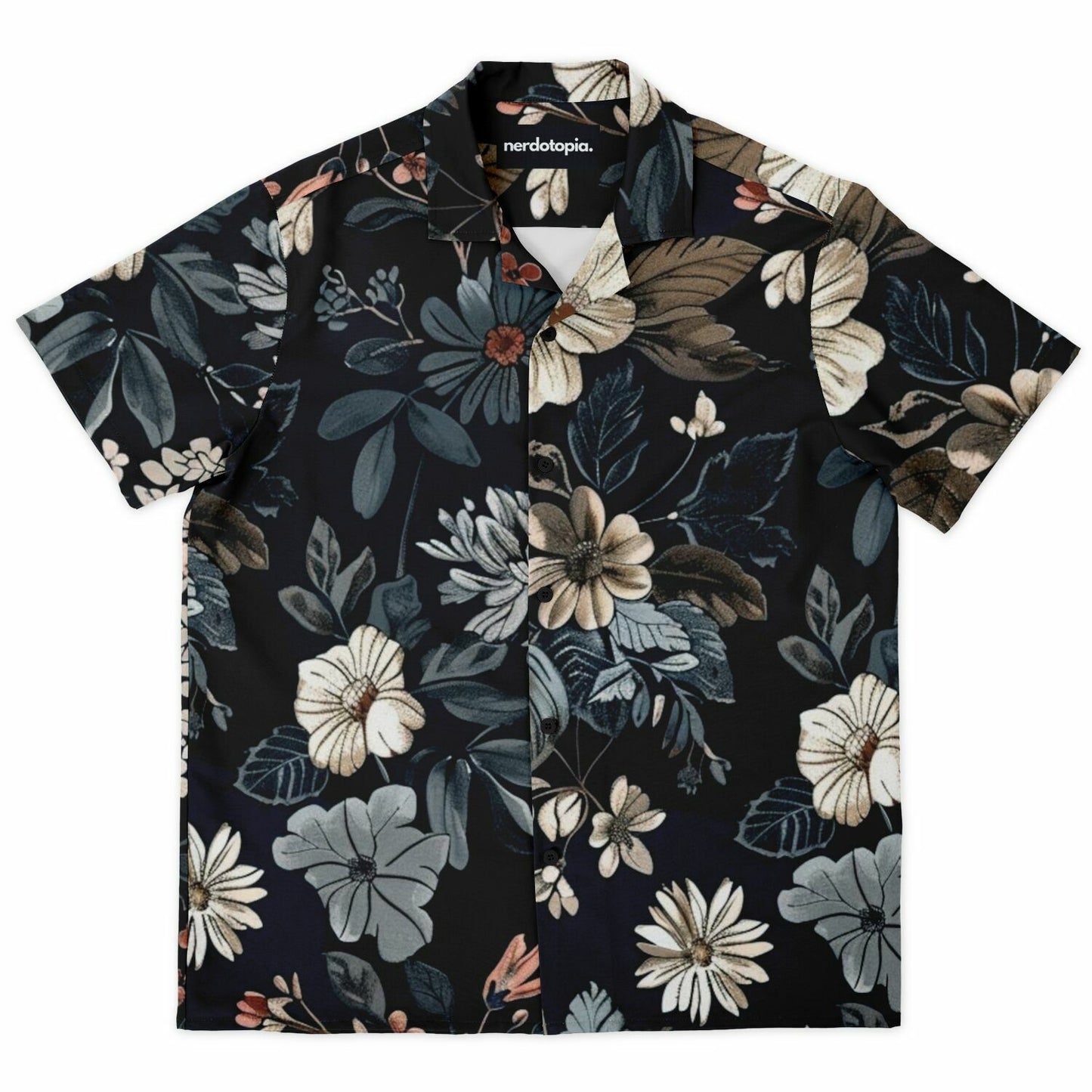 Floral Navy Spread Collar Short Sleeve Shirt