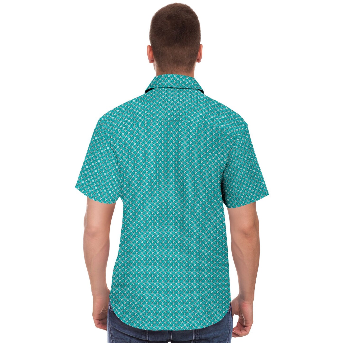 Seamless Minimalist Pattern Short Sleeve Button Down Shirt - AOP
