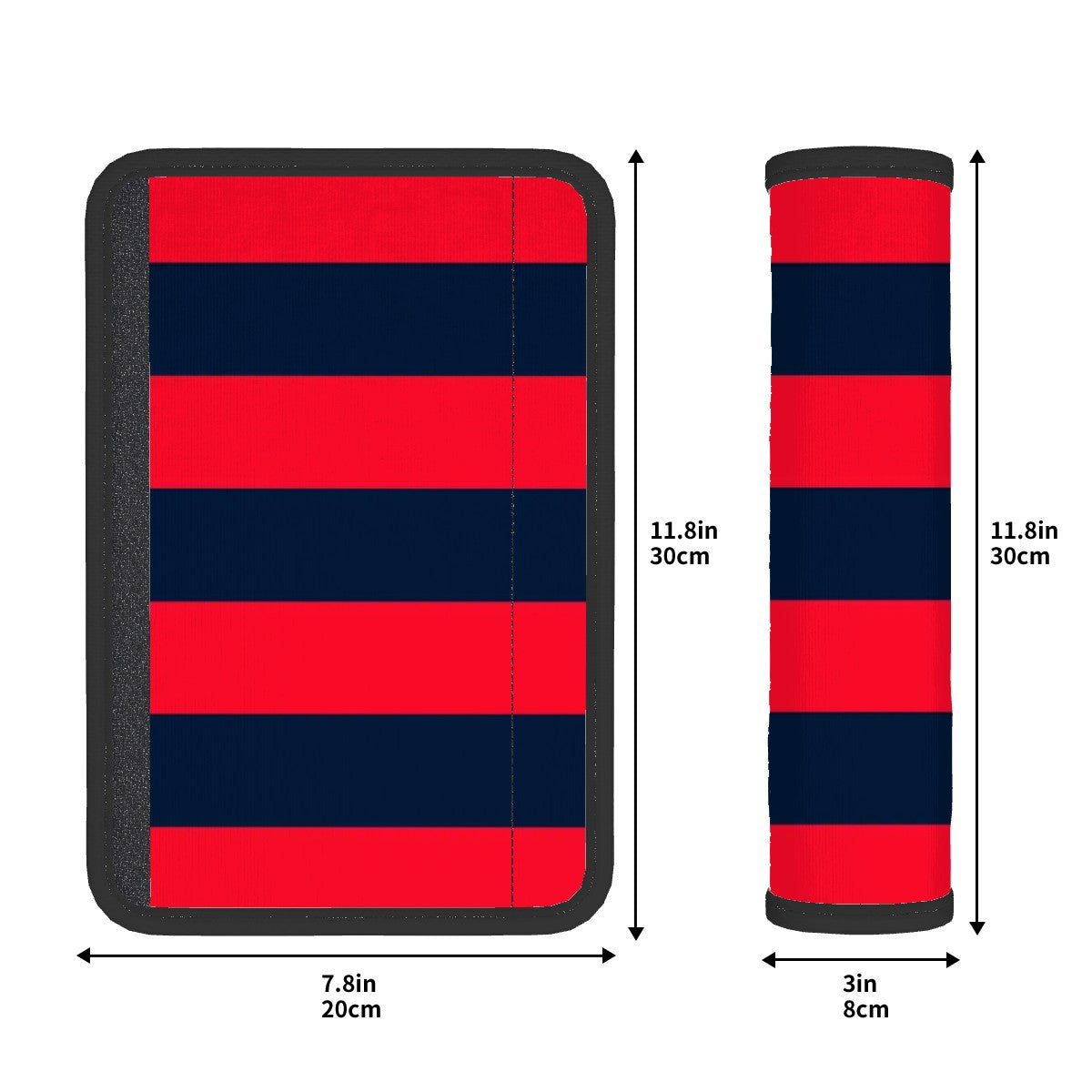 Red Blue Stripes Seat Belt Cover Pad 2 Pcs