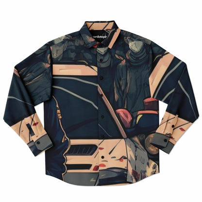 Japanese Illustration JDM Art Long Sleeve Button Down Shirt - AOP