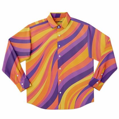 Rick Aim Color Pattern Long Sleeve Button Down Shirt - AOP