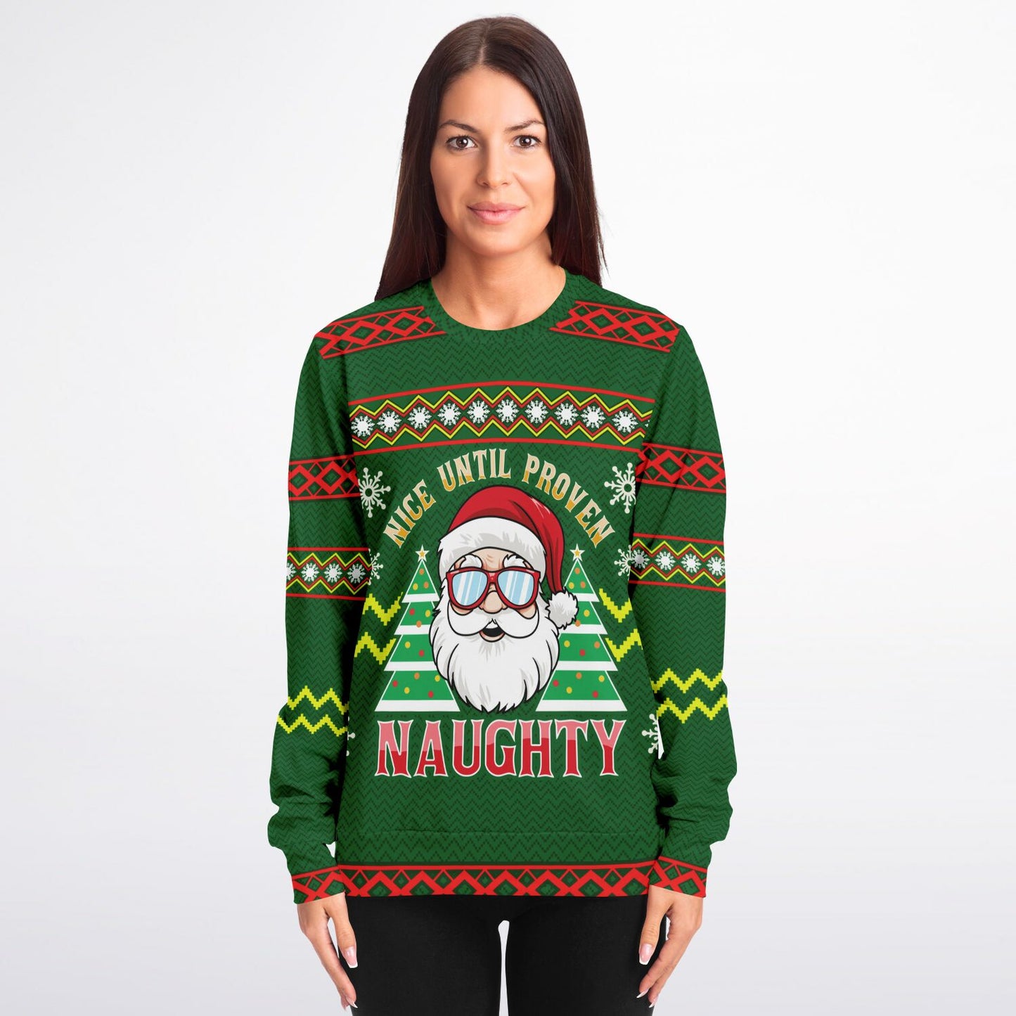 “Nice Until Proven Naughty” Santa Christmas Sweatshirt