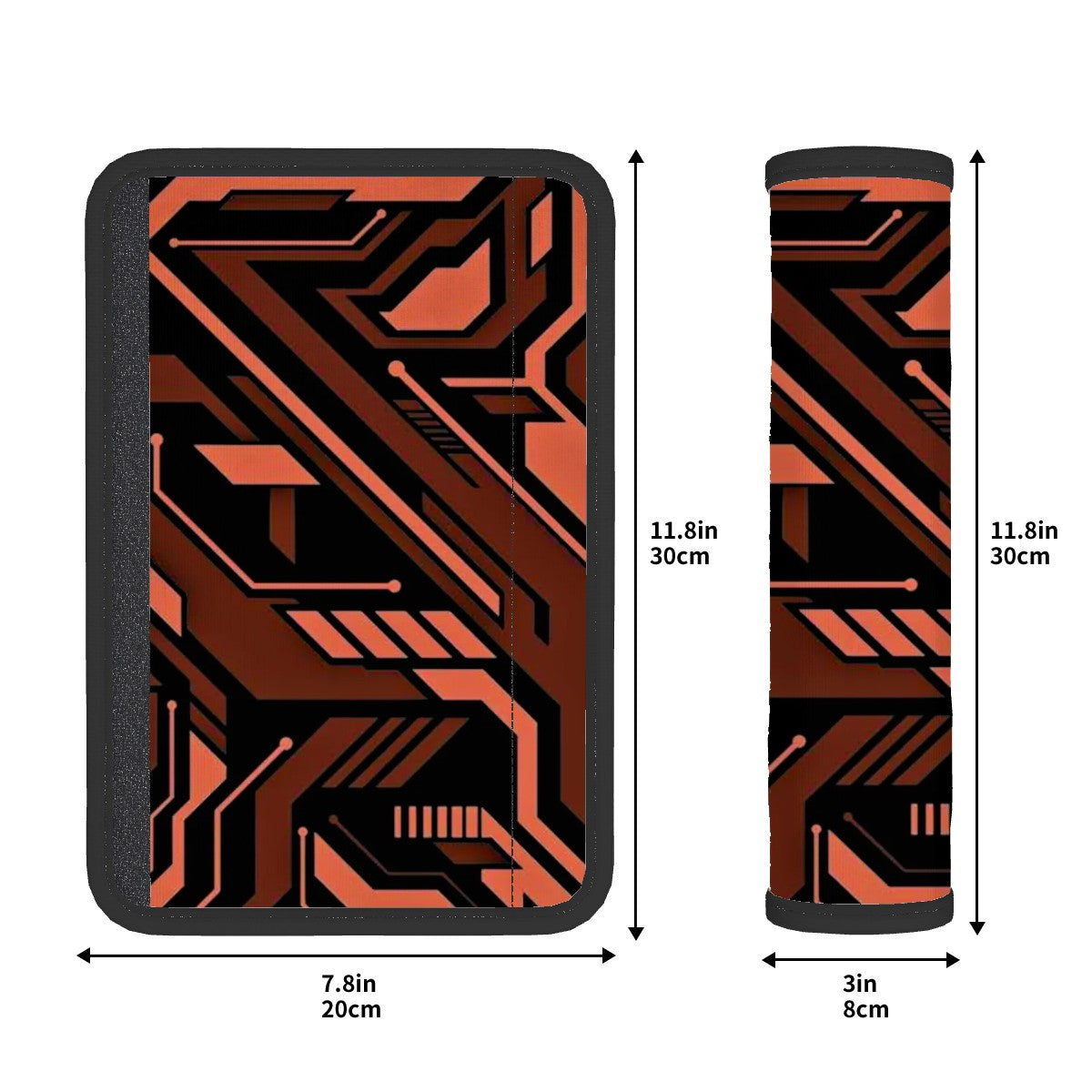 Abstract cyberpunk inspired artwork sear belt cover pad mockup front.