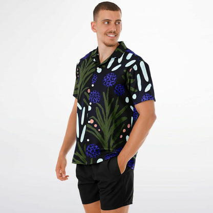 Floral Pattern Spread Collar Short Sleeve Shirt