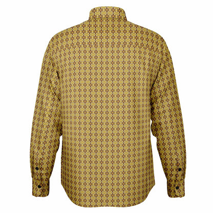 Unique Golden Pattern Long Sleeve Button Down Shirt - AOP