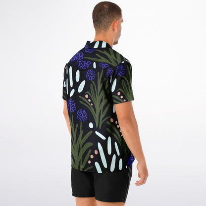 Floral Pattern Spread Collar Short Sleeve Shirt
