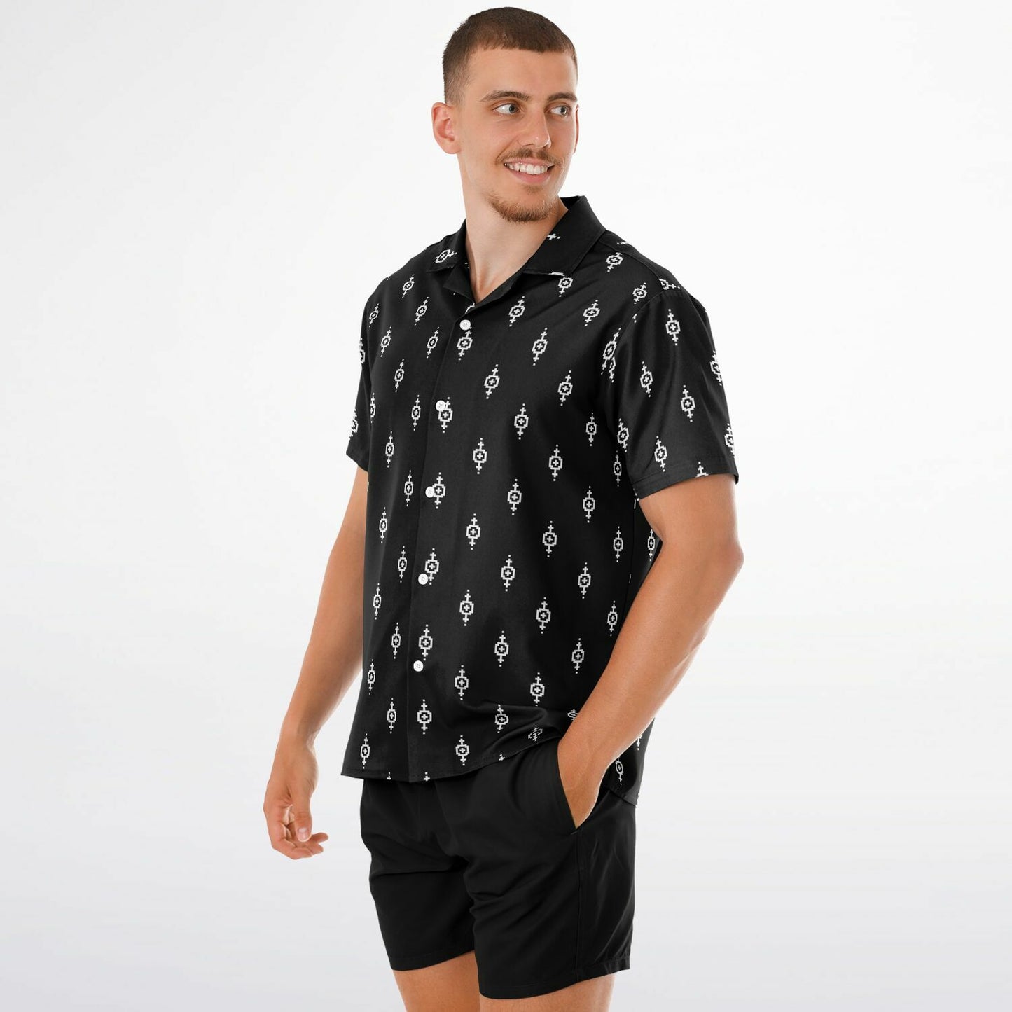 Minimalistic Seamless Pattern Spread Collar Shirt