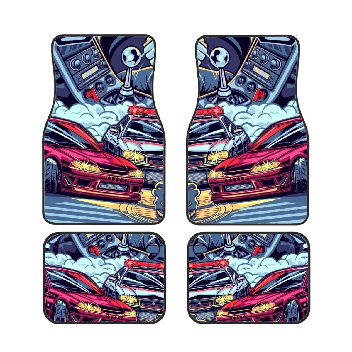 JDM Drift Illustration Automotive Floor Mats