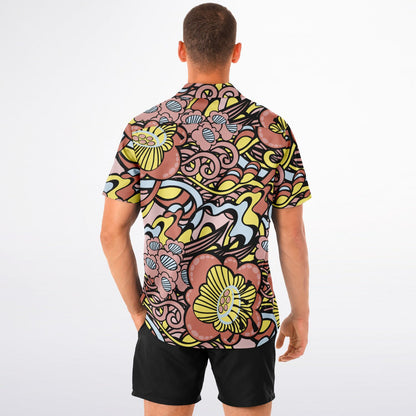 Floral Abstract Spread Collar Short Sleeve Shirt