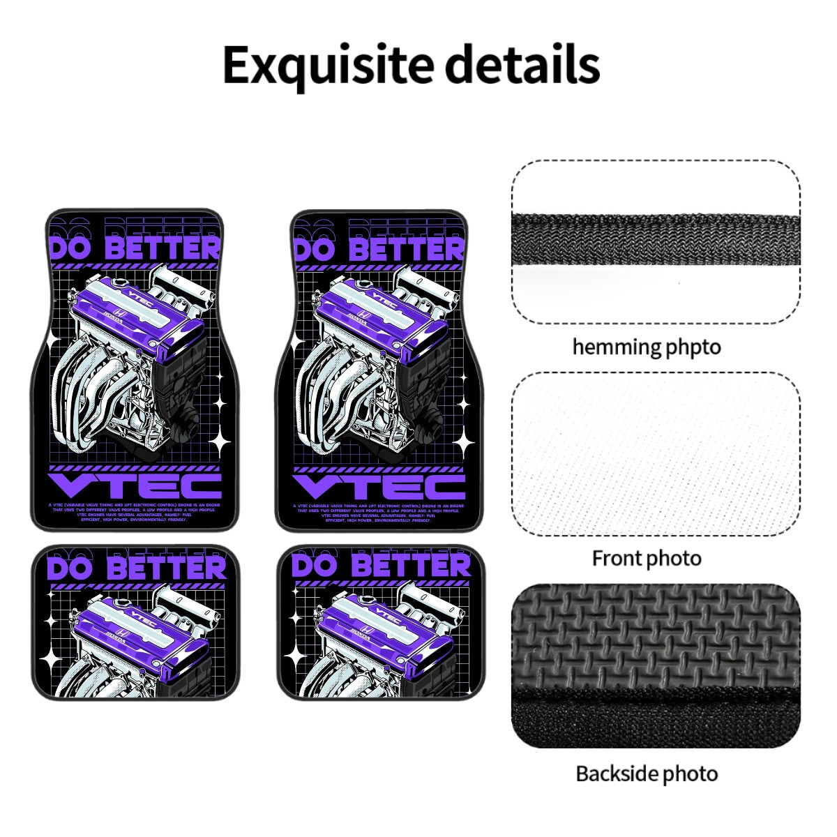 VTEC Engine Illustration Automotive Floor Mats