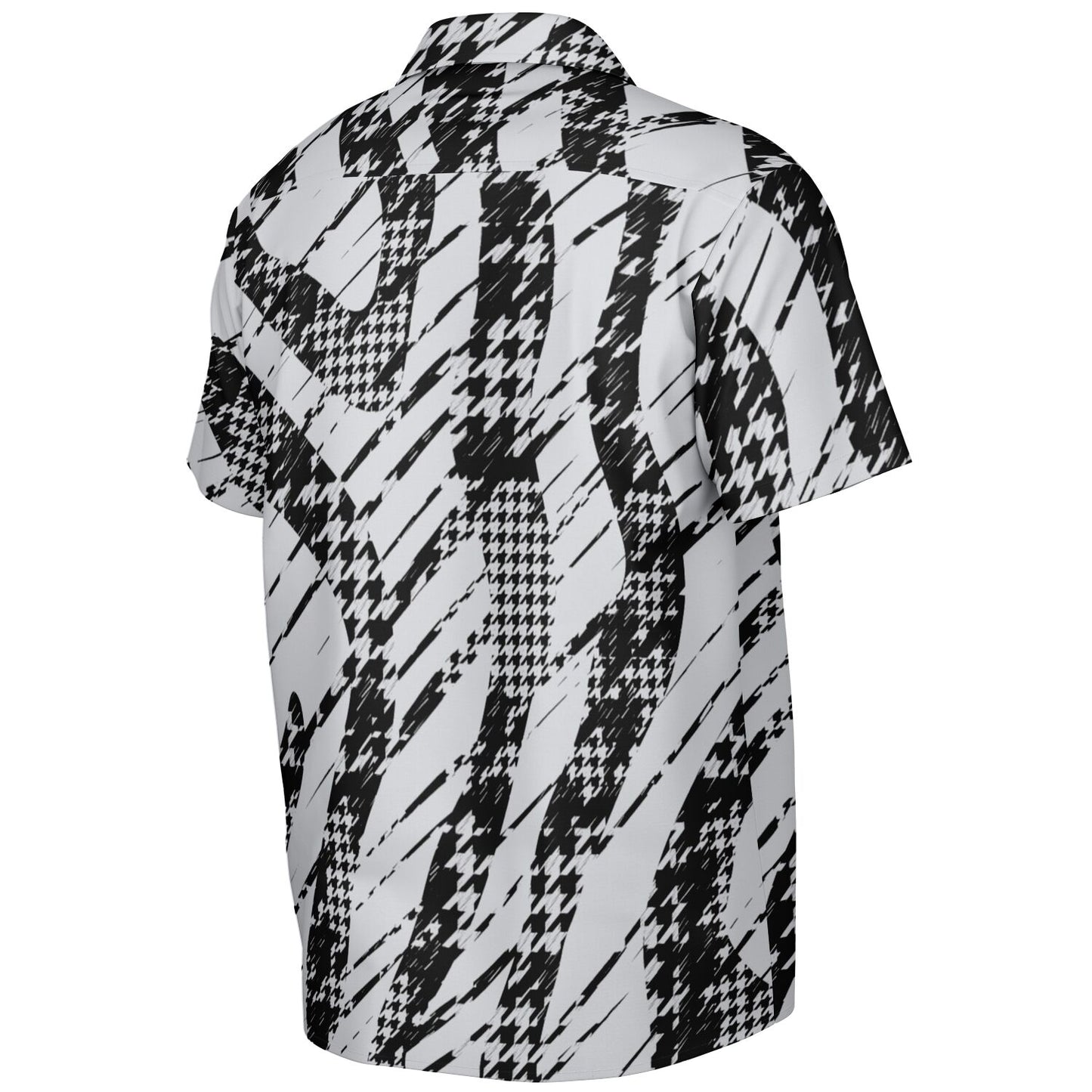 B&W Abstract Spread Collar Short Sleeve Shirt
