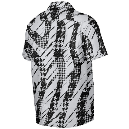 B&W Abstract Spread Collar Short Sleeve Shirt