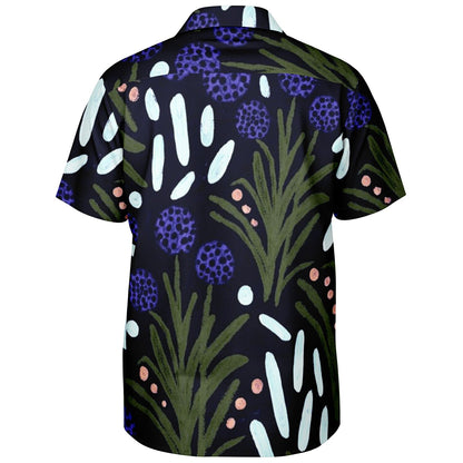 Floral Pattern Spread Collar Short Sleeve Shirt