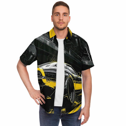 American Muscle Illustration Short Sleeve Button Down Shirt - AOP
