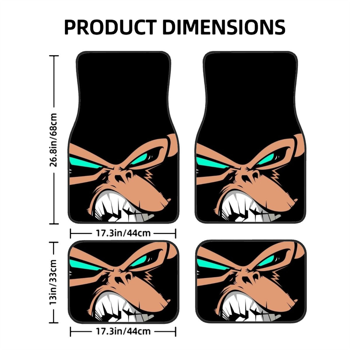 Gorilla Mean Face Automotive Floor Mats