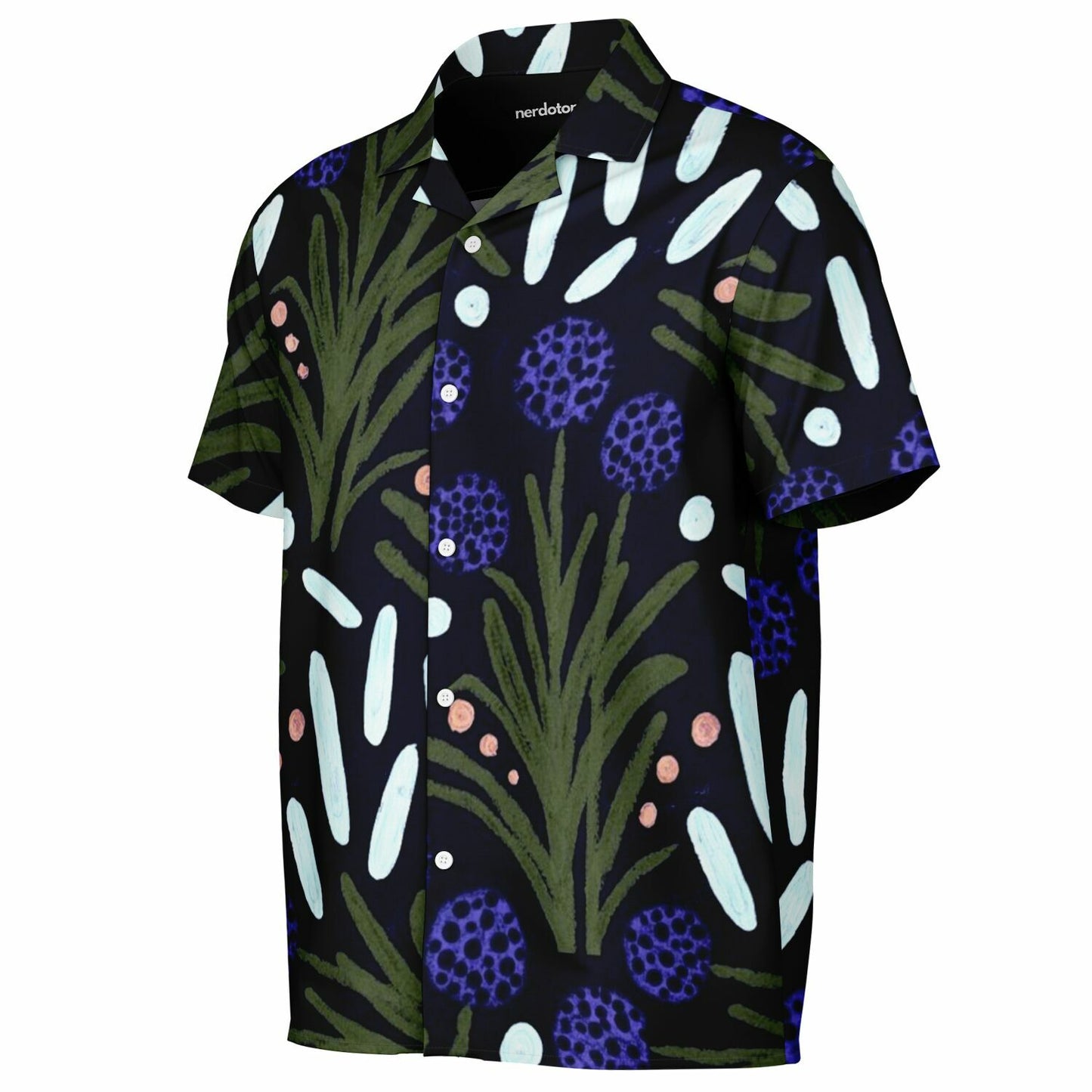 Floral Pattern Spread Collar Short Sleeve Shirt
