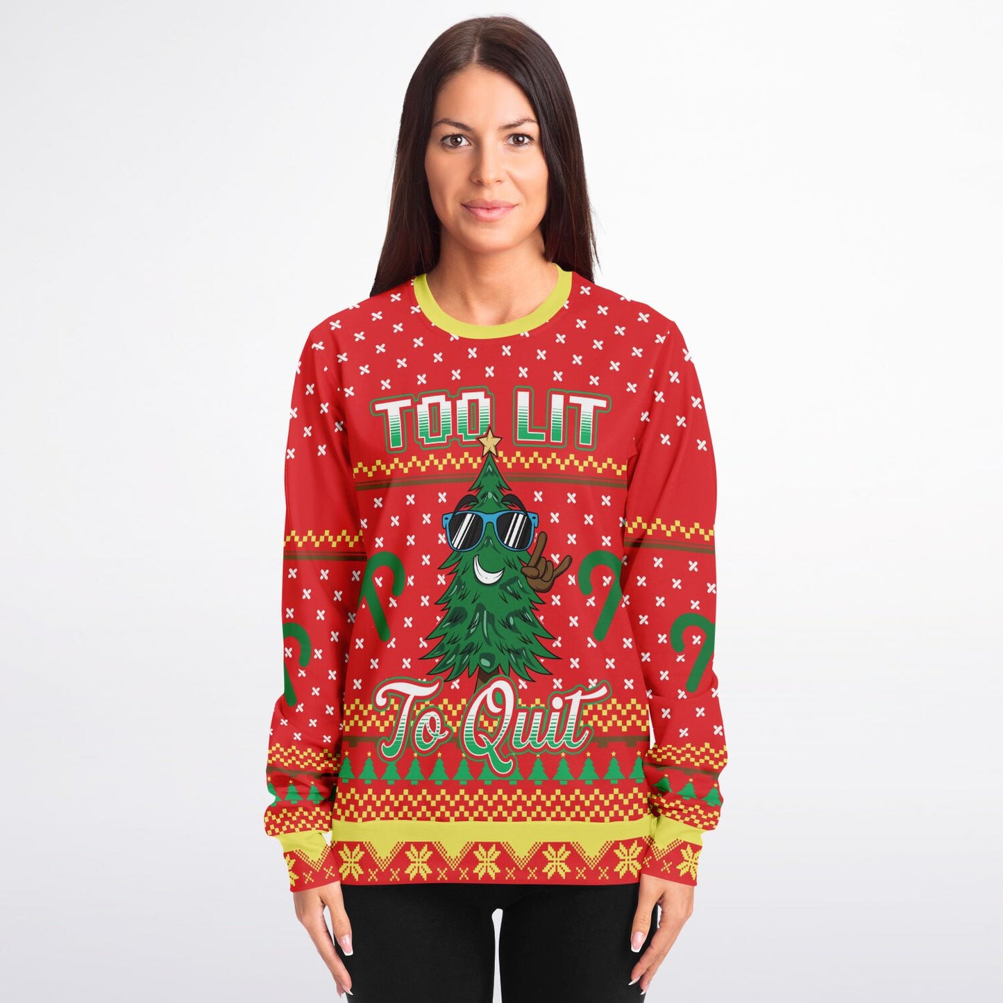 Too Lit To Quit Funny Christmas Sweatshirt
