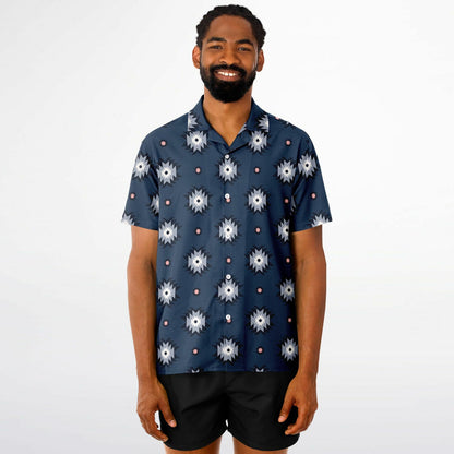 Aztec Pattern Spread Collar Short Sleeve Shirt