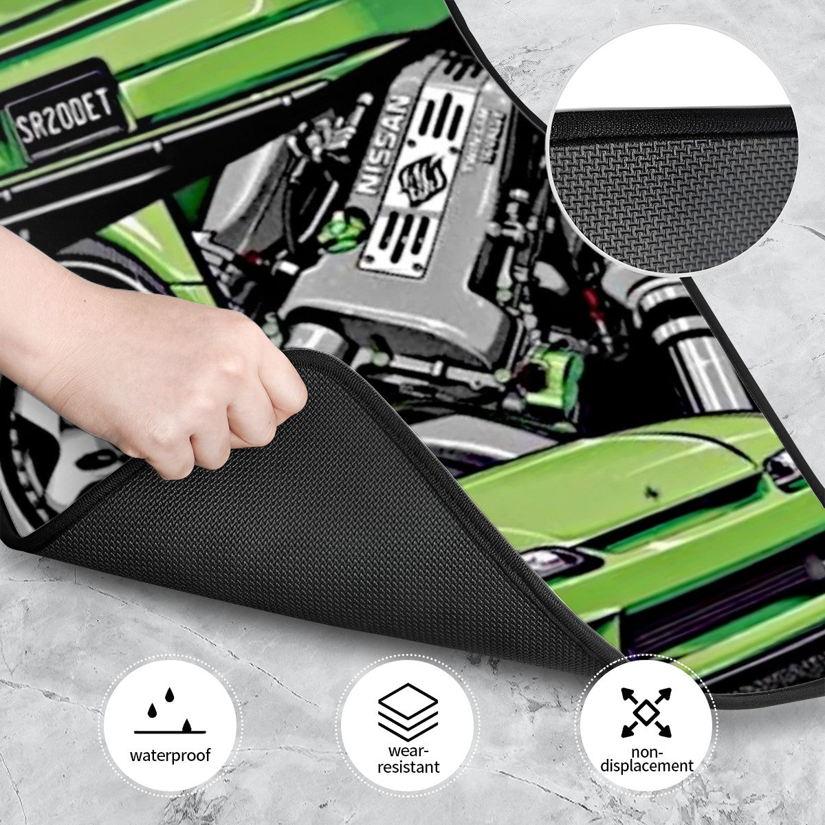 Green Silvia Illustration Automotive Floor Mats