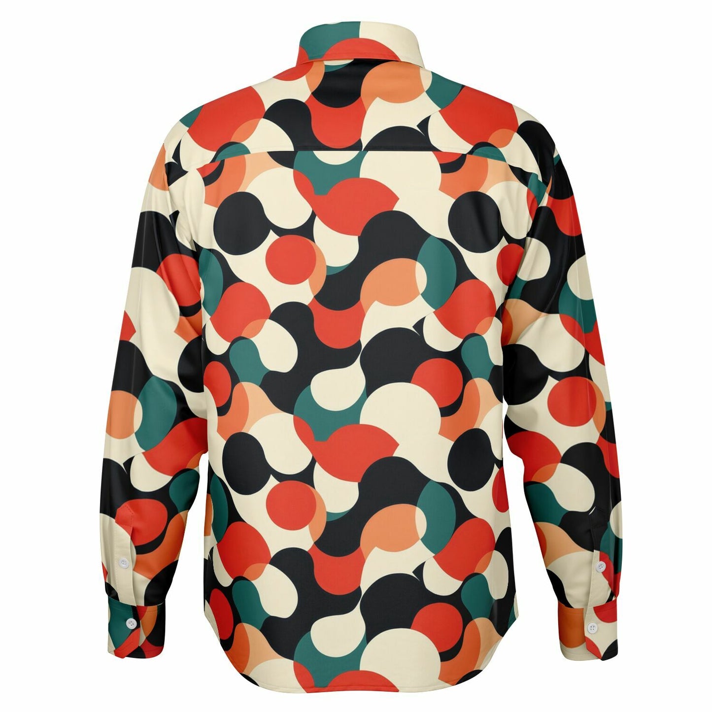Abstract Colored Pattern Long Sleeve Button Down Shirt - AOP