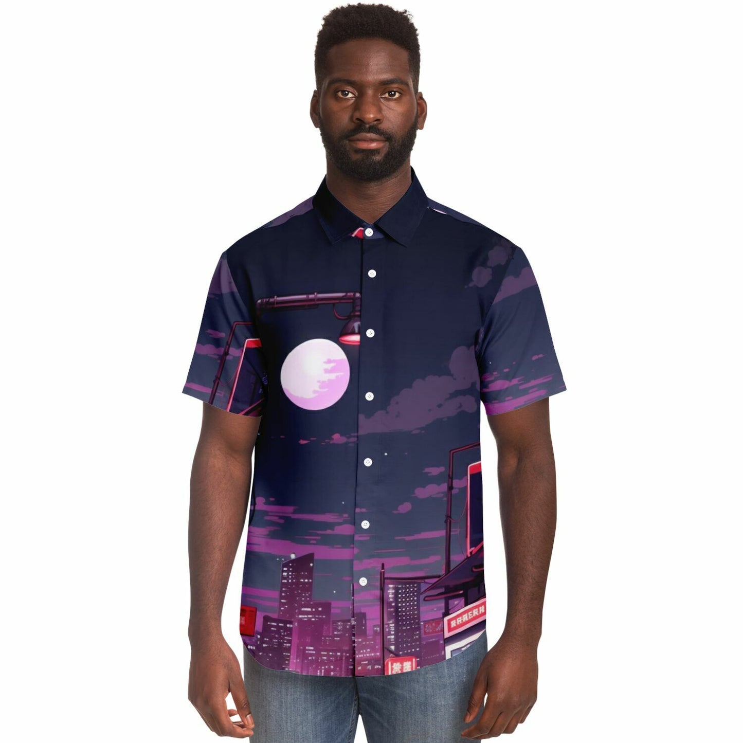 AE86 Illustration Short Sleeve Button Down Shirt - AOP