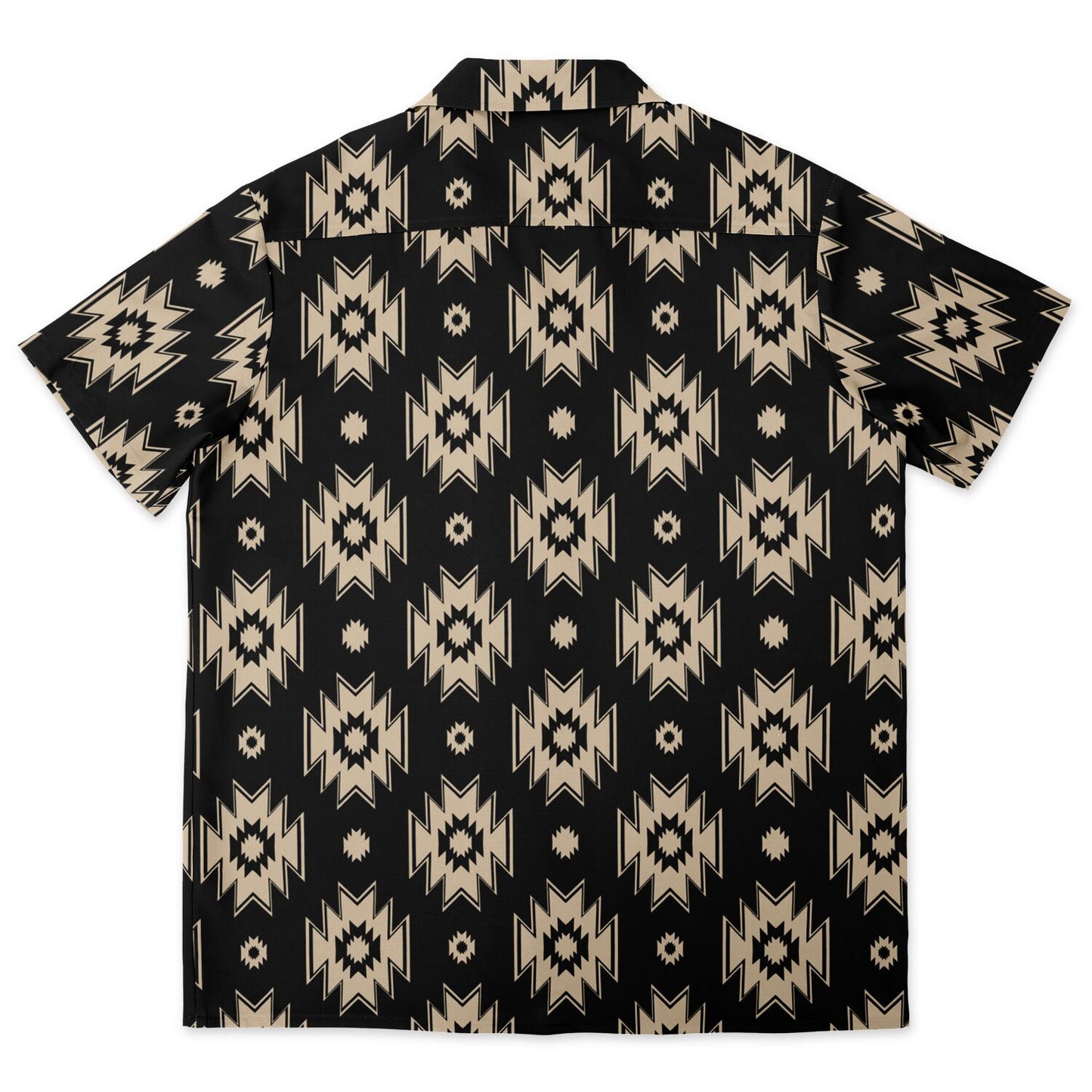 Tribal Pattern Spread Collar Short Sleeve Shirt