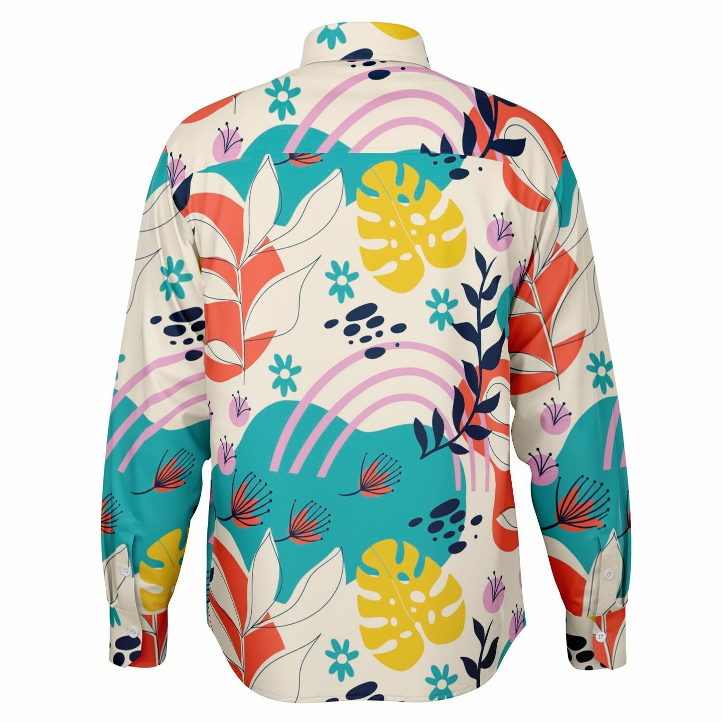 Floral Painting Long Sleeve Button Down Shirt - AOP
