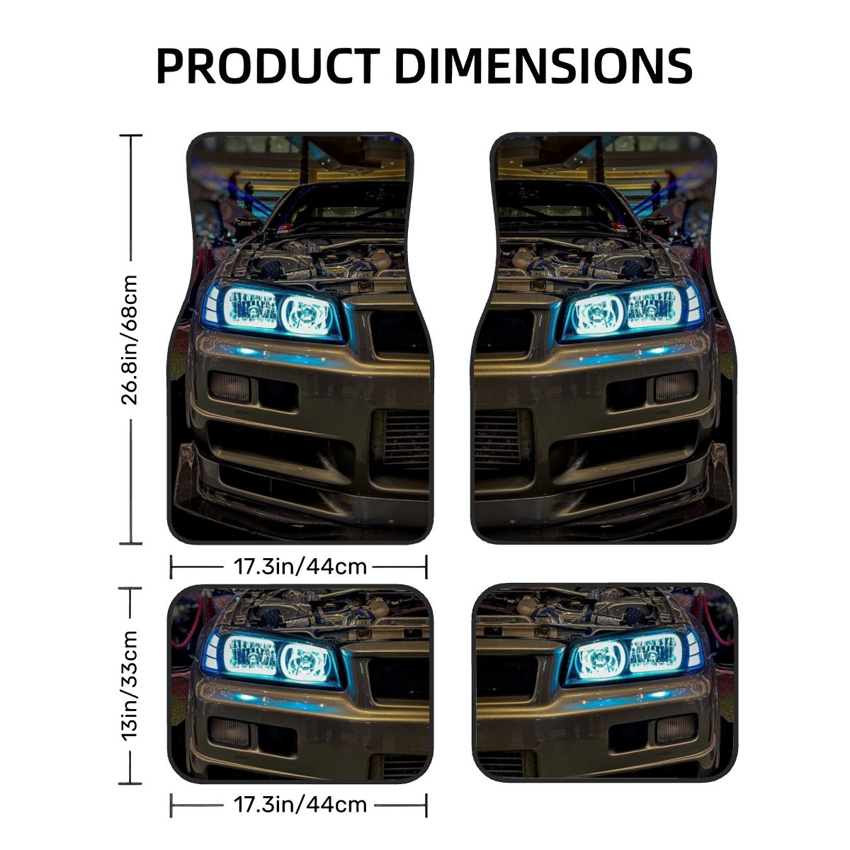 R34 Headlight Focus Automotive Floor Mats